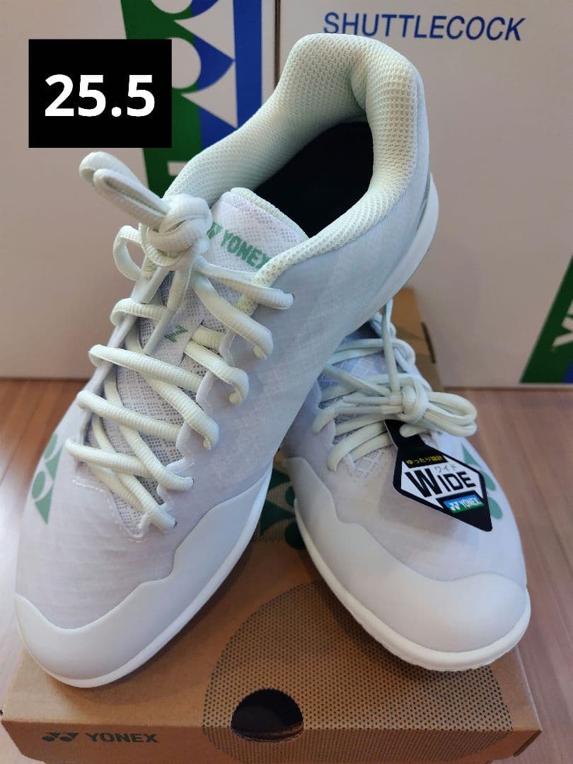 YONEX　バドミントンシューズ　エアラスZワイド　W/グリーン　25.5