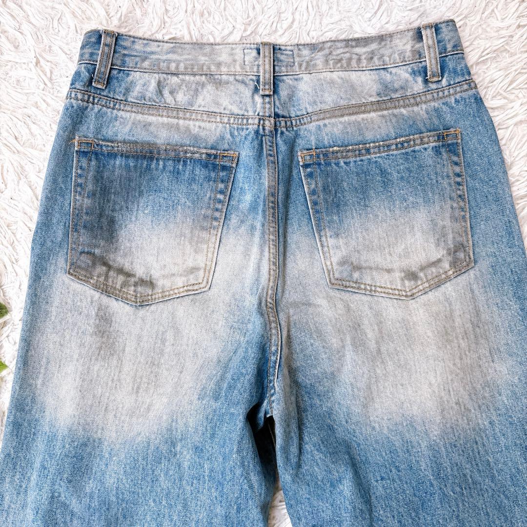 希少品　サンデーオフクラブ　ダメージ加工　フレア　ワイド デニムパンツ　サイズ1