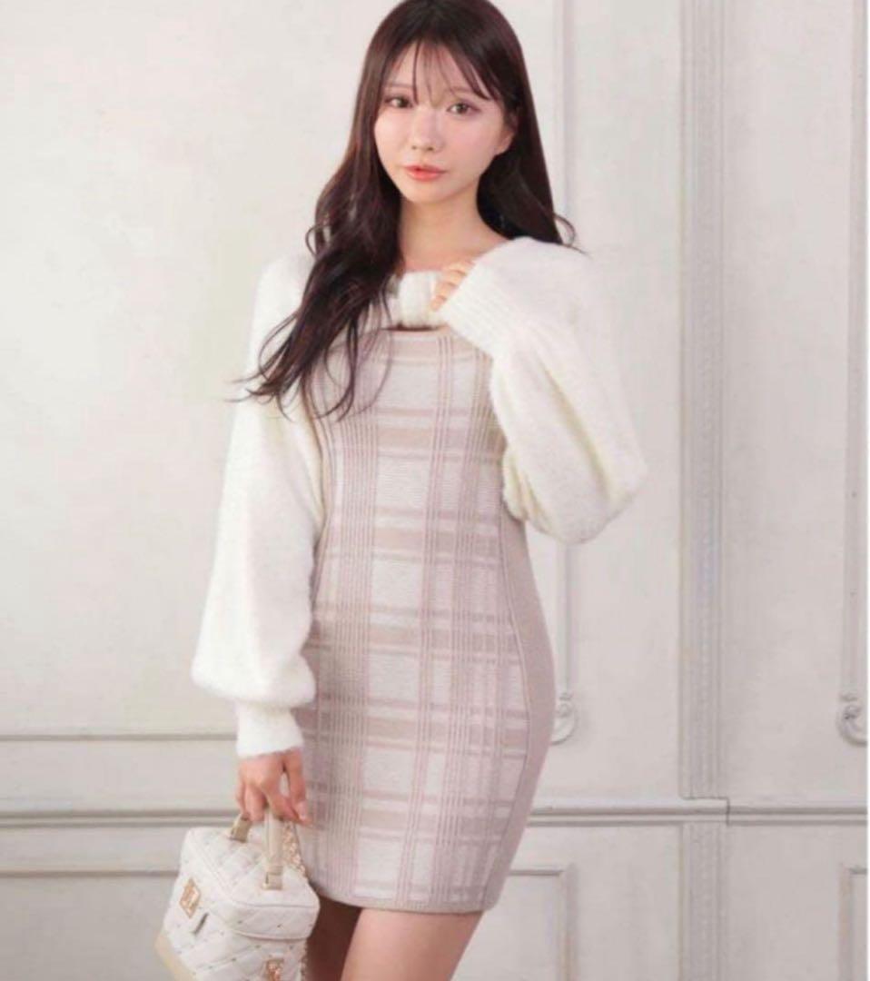 lip service リボン フェザーアンサンブル ニット ワンピース