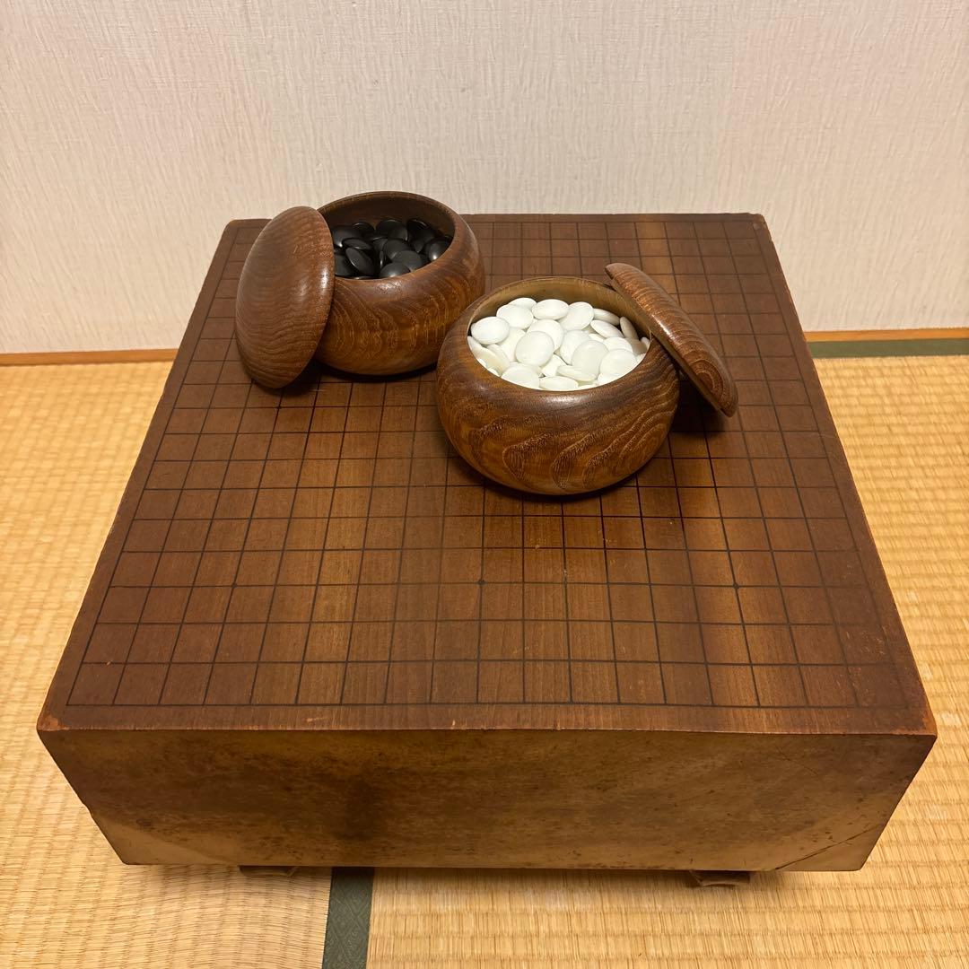 高級 国産 木製囲碁盤と碁石セット
