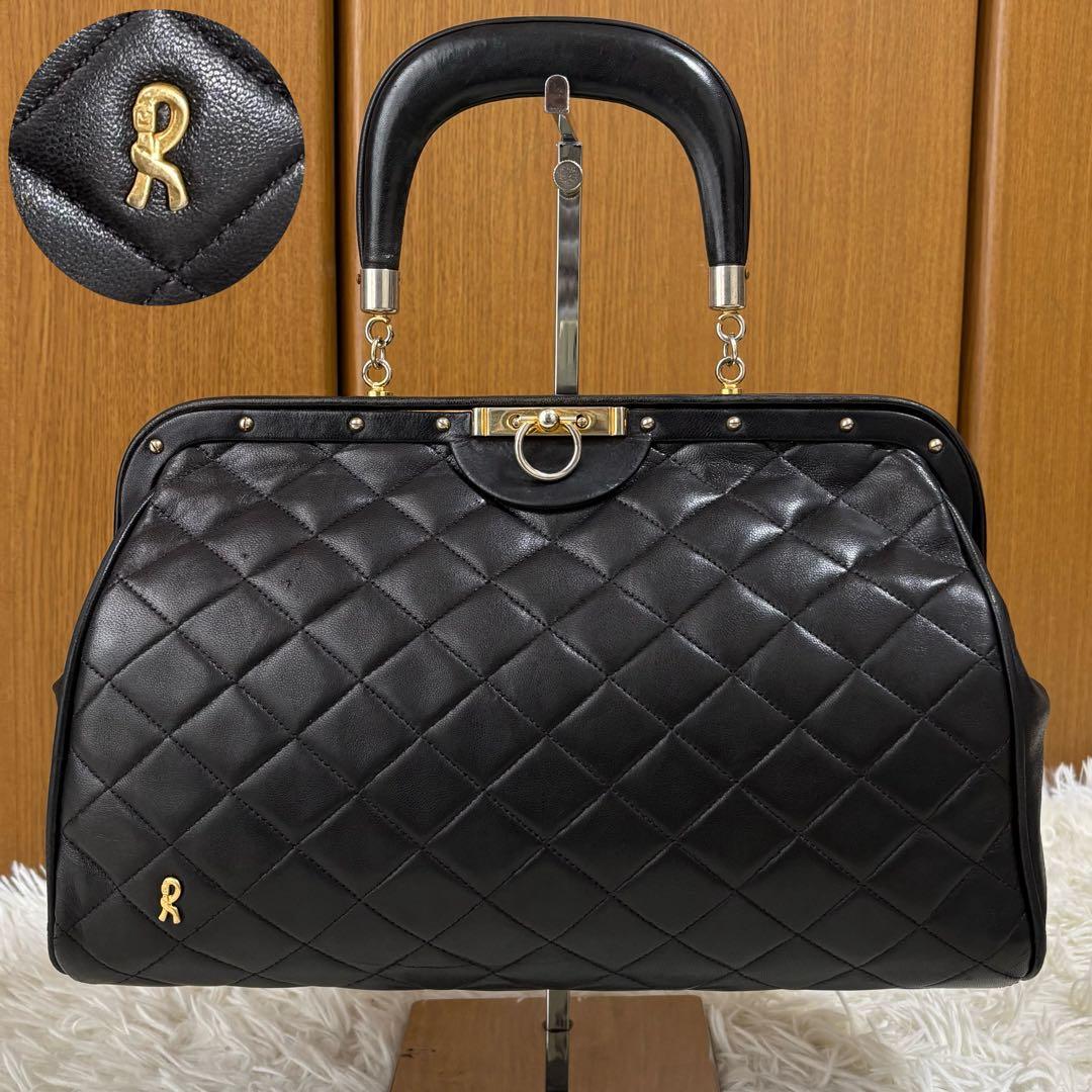 ロベルタディカメリーノ がま口 バコンギ 本革 レザー 黒 ヴィンテージ 伊製